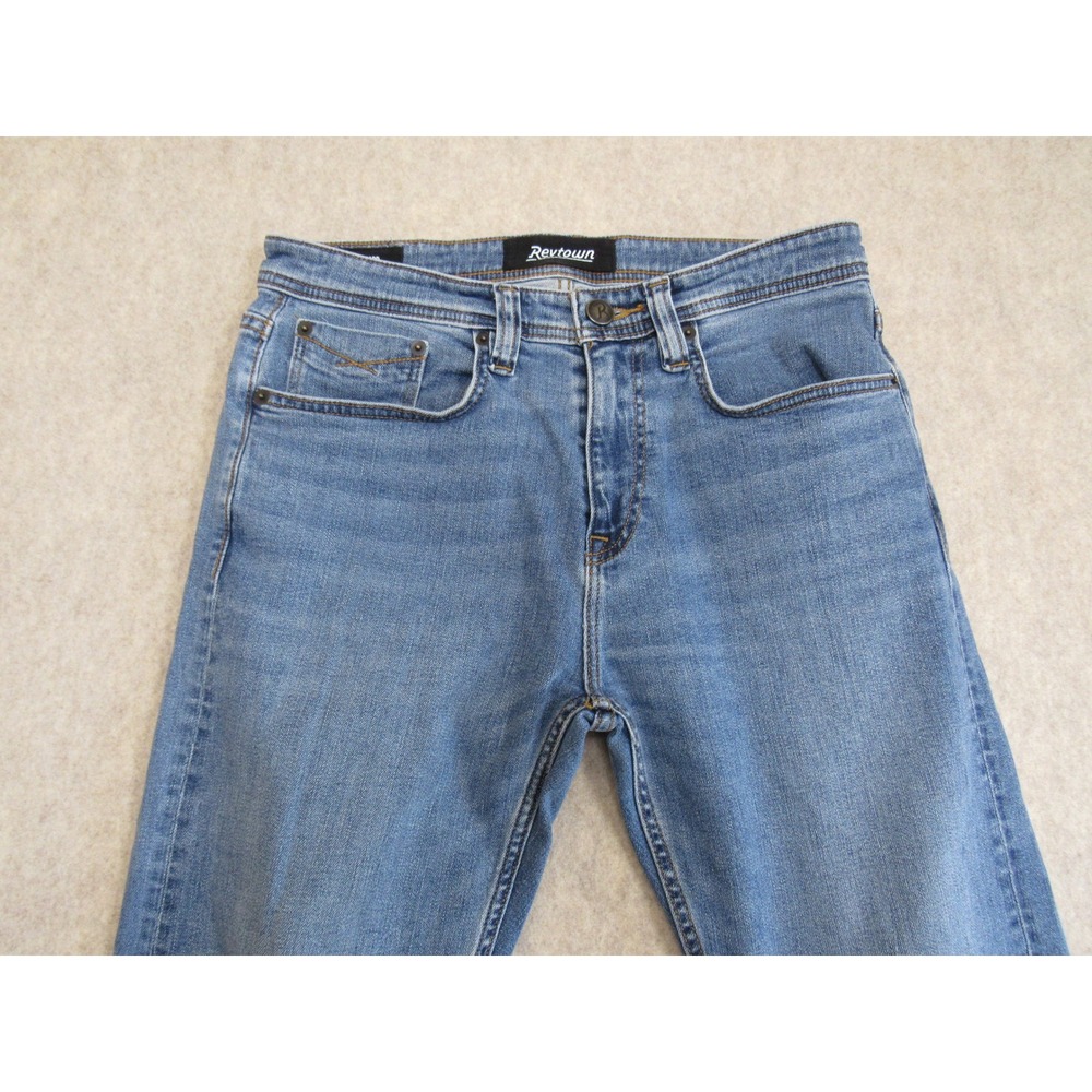 Revtown Sharp Decade Denim Jeans Mens 30x30 Med Wash Blue Straight Leg Stretch